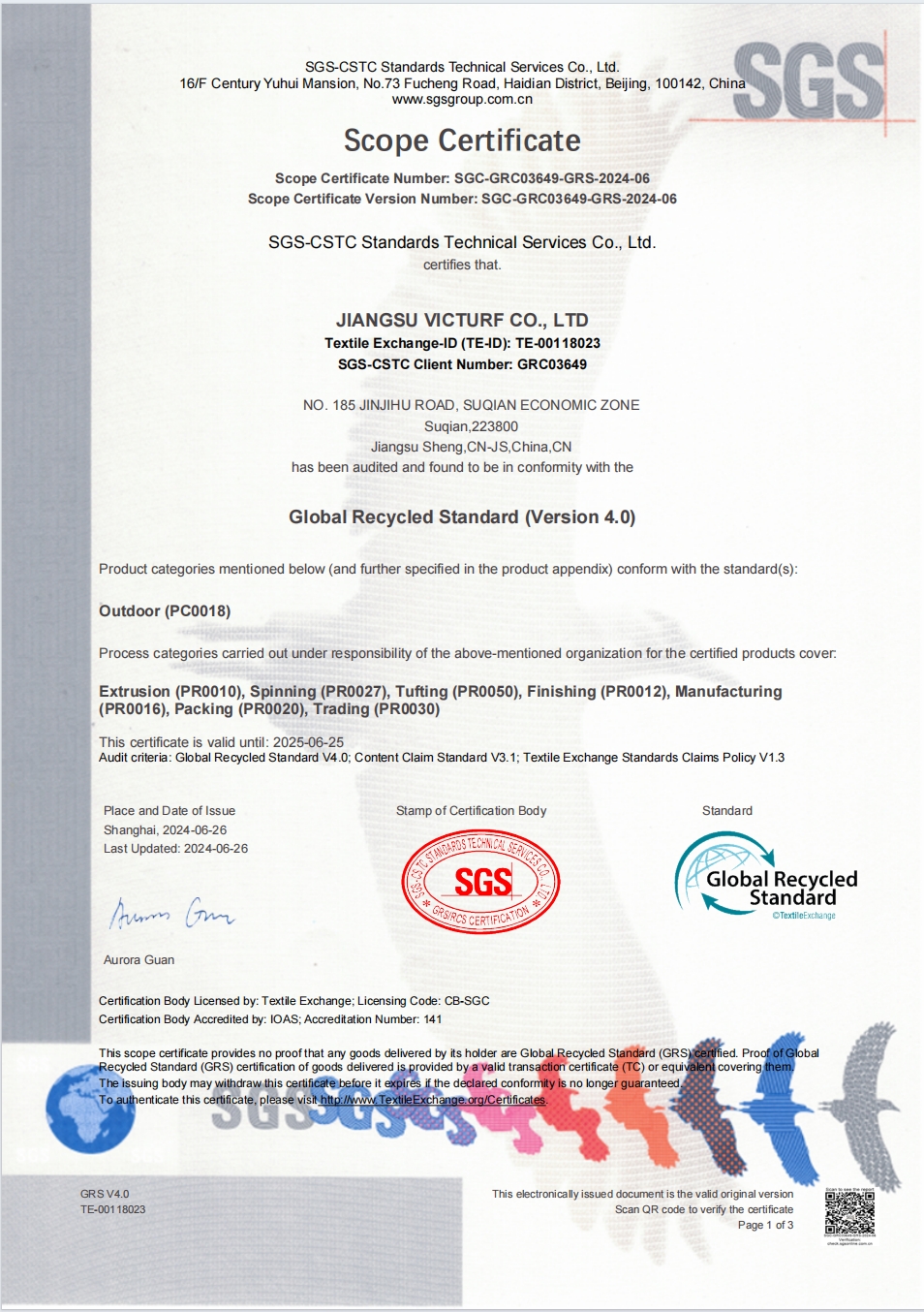 Certificat GRS